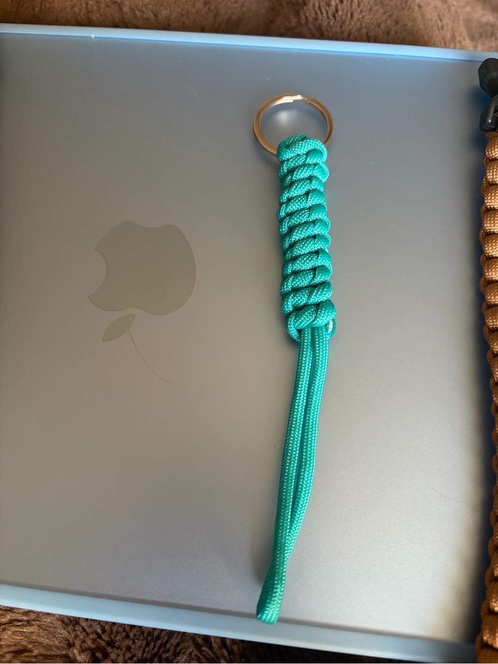 Turquoise Braided Paracord Keychain -